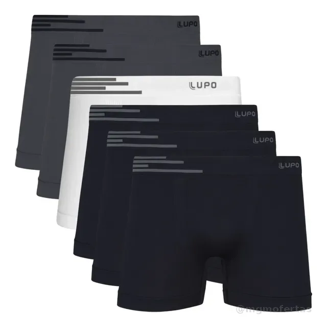 Kit 6 Cuecas Lupo Boxer Poliamida Sem Costura Box Masculina