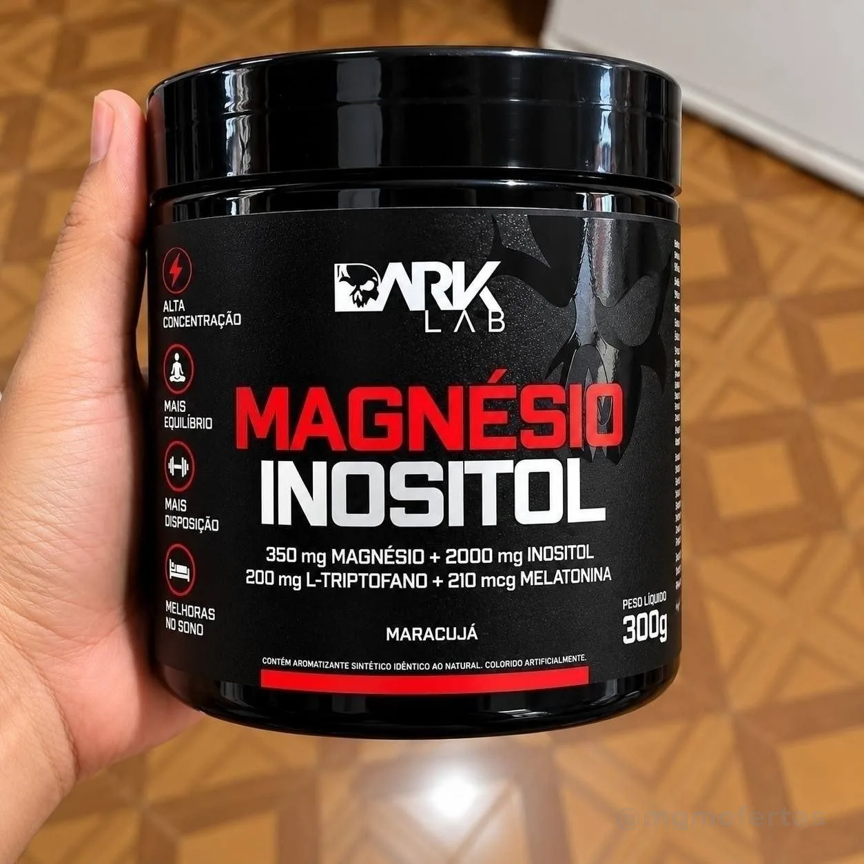 Magnésio E Inositol Taurina Melatonina 300g Dark Lab Maracujá - 50 Doses