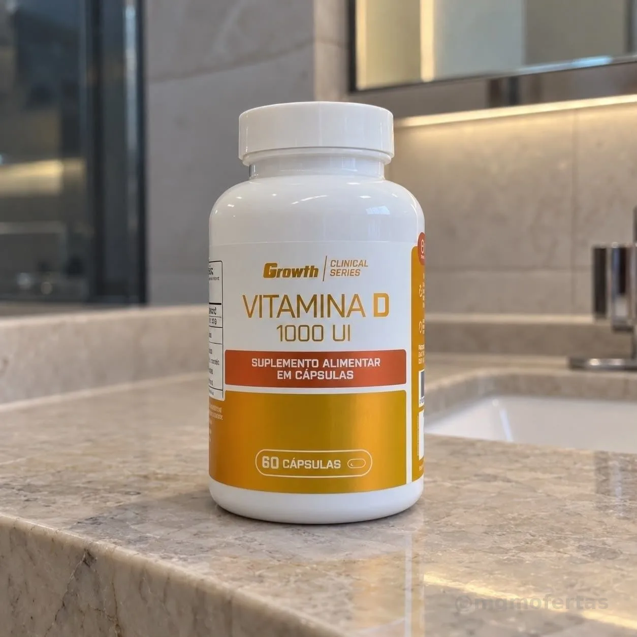 Vitamina D 1000ui 60 Caps Growth Supplements - Sem Sabor Sem Sabor