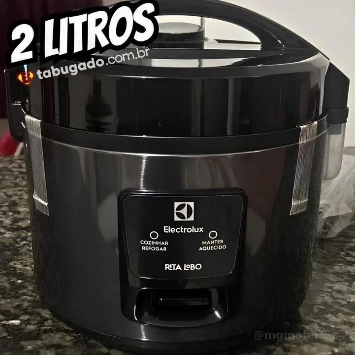 Panela Elétrica Electrolux vapor arroz capacidade 2L 6 Xícaras 2 em 1 timer panela removivel antiaderente tampa com visor transparente ERC10 inox 127v por Rita Lobo