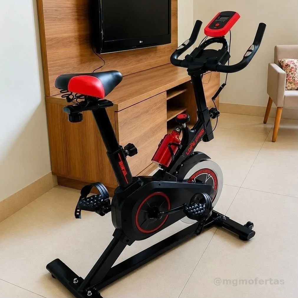 Bicicleta Ergométrica Bike Spinning 6kg Sensação Inércia Fitness Preto E Vermelho Sevenfit Para Cardio