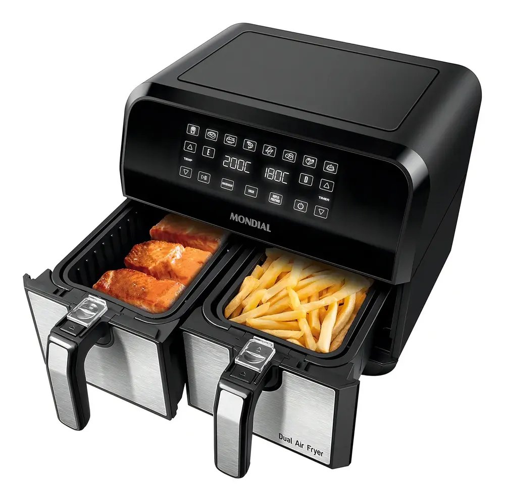 Fritadeira Air Fryer Mondial Dual Cesto 8l Digital Afd-01-bi Cor Preto/inox
