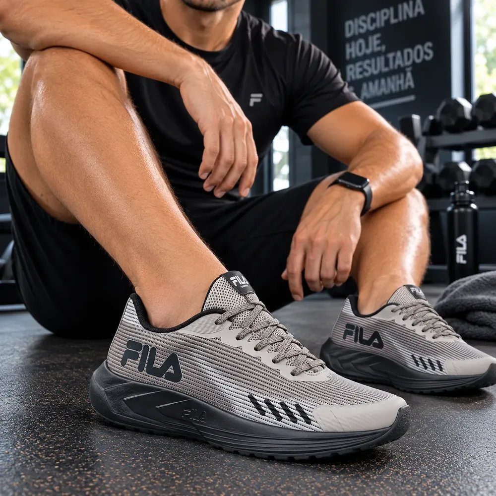 Tenis Fila Sprint Leve Masculino Esportivo Academia Treino Oliva/castanho Claro Mesh 41 41