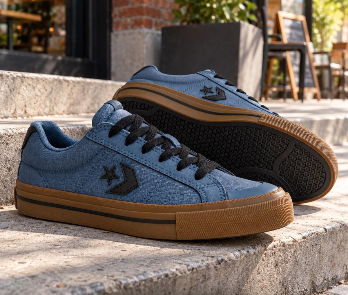 Tênis Converse Sem Gênero Sport Casual Co0639 Curto T Azul Grafite/preto/marrom Mel Liso 36 Br