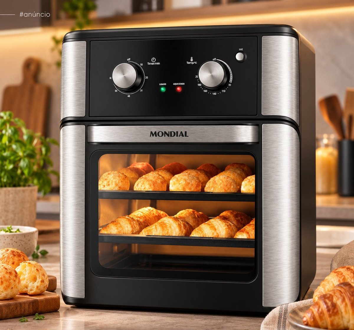 MONDIAL Fritadeira Air Fryer Forno Oven Analógica 12L, Preto, 2000W, 110V - AFON-12L-AB