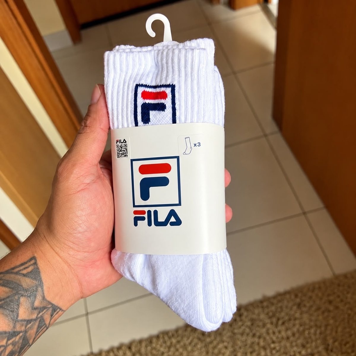 Kit Tripack Meia Fila Cano Alto Fbox Masculina Branca Meias Brancas Logo 39-43
