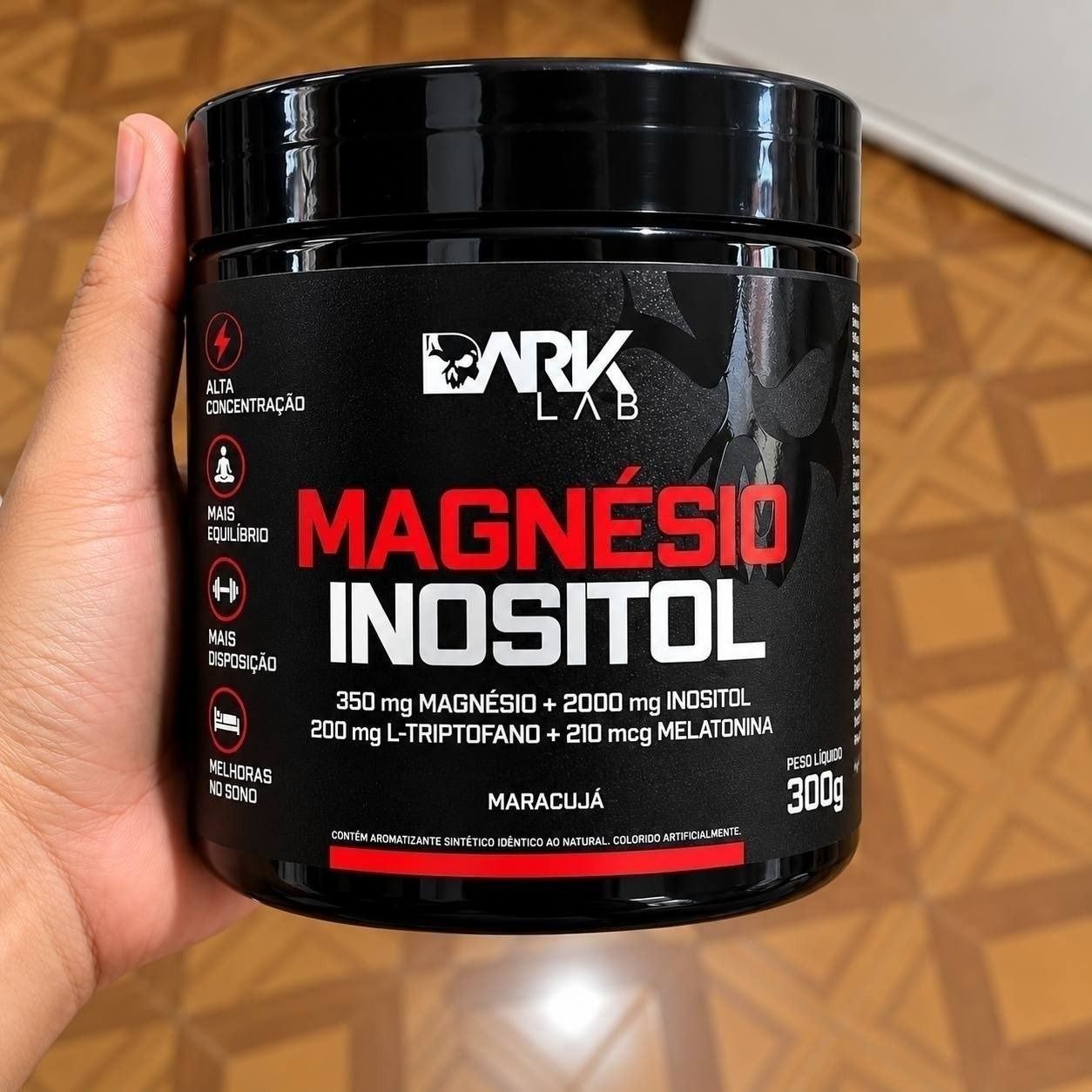 Magnésio E Inositol Taurina Melatonina 300g Dark Lab Maracujá - 50 Doses