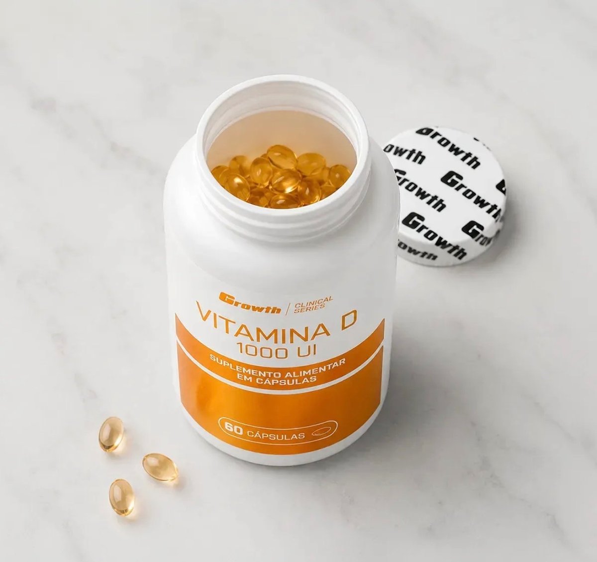 Vitamina D 1000ui 60 Caps Growth Supplements - Sem Sabor Sem Sabor