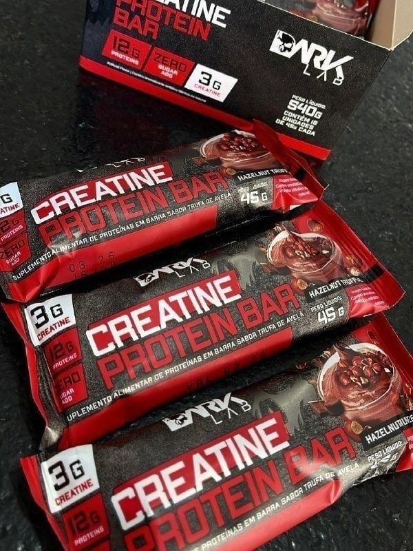 Creatine Protein Bar 12 Un 45g Dark Lab Sabor Trufa de avelã