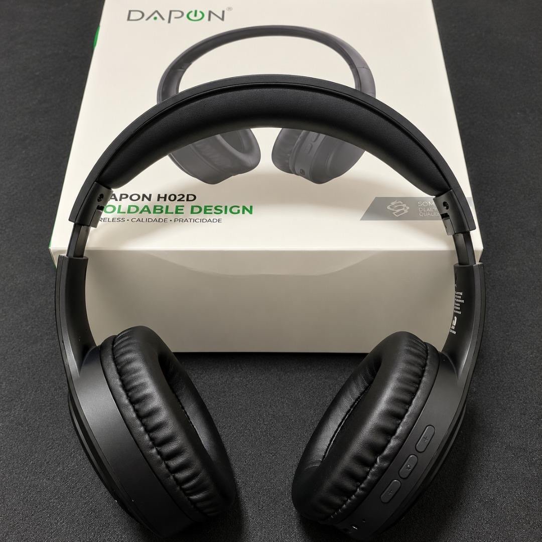 Fone De Ouvido Headphone Dapon H02D Bluetooth 5.1 Over-ear 22h Preto